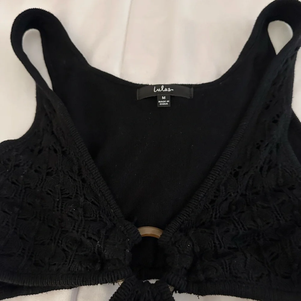 Lulu's Black Textured Sleeveless Cutout Dress - Picture 3 of 3